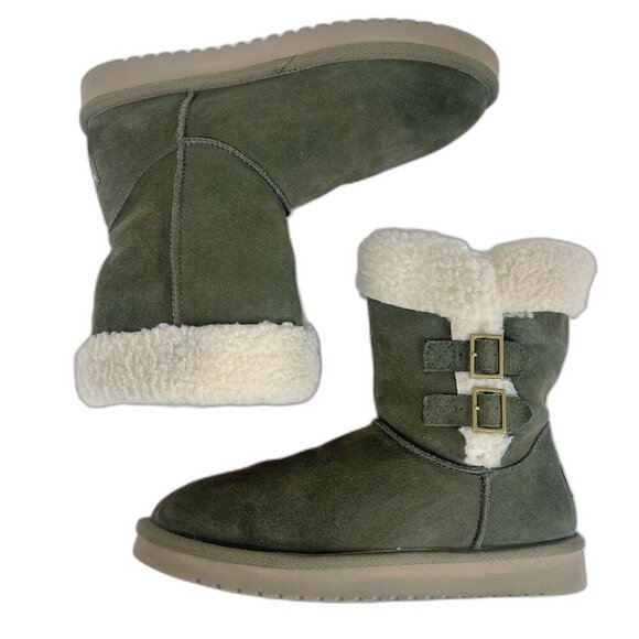 Koolaburra by Ugg Sulana Short Shearling Boot in Olive Green Size 8 - Picture 1 of 10